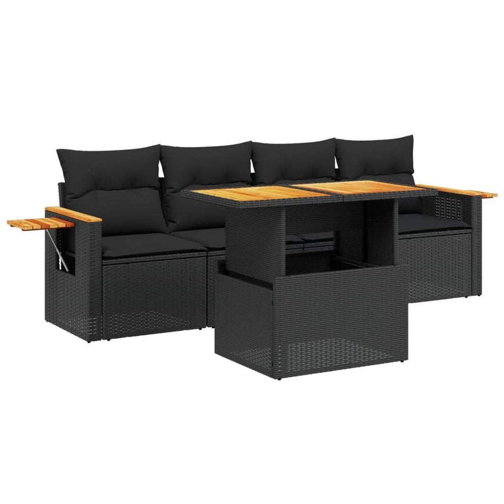Set Mobilier De Grădină Cu Perne, 5 Piese, , Poliratan