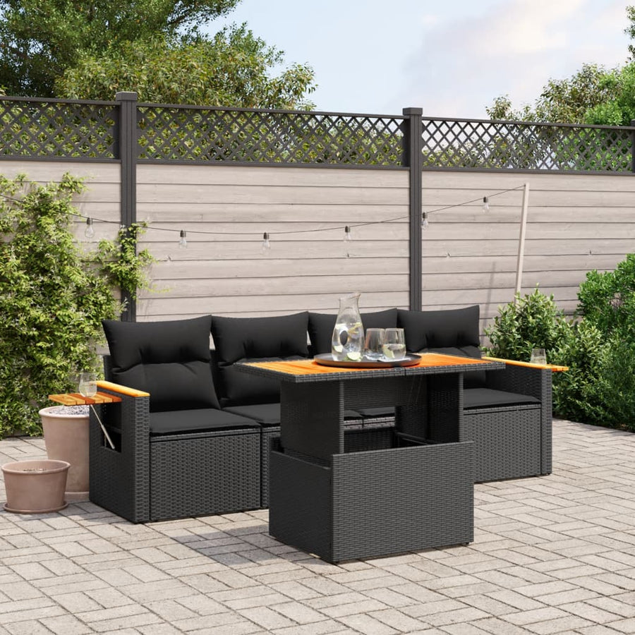 Set Mobilier De Grădină Cu Perne, 5 Piese, , Poliratan