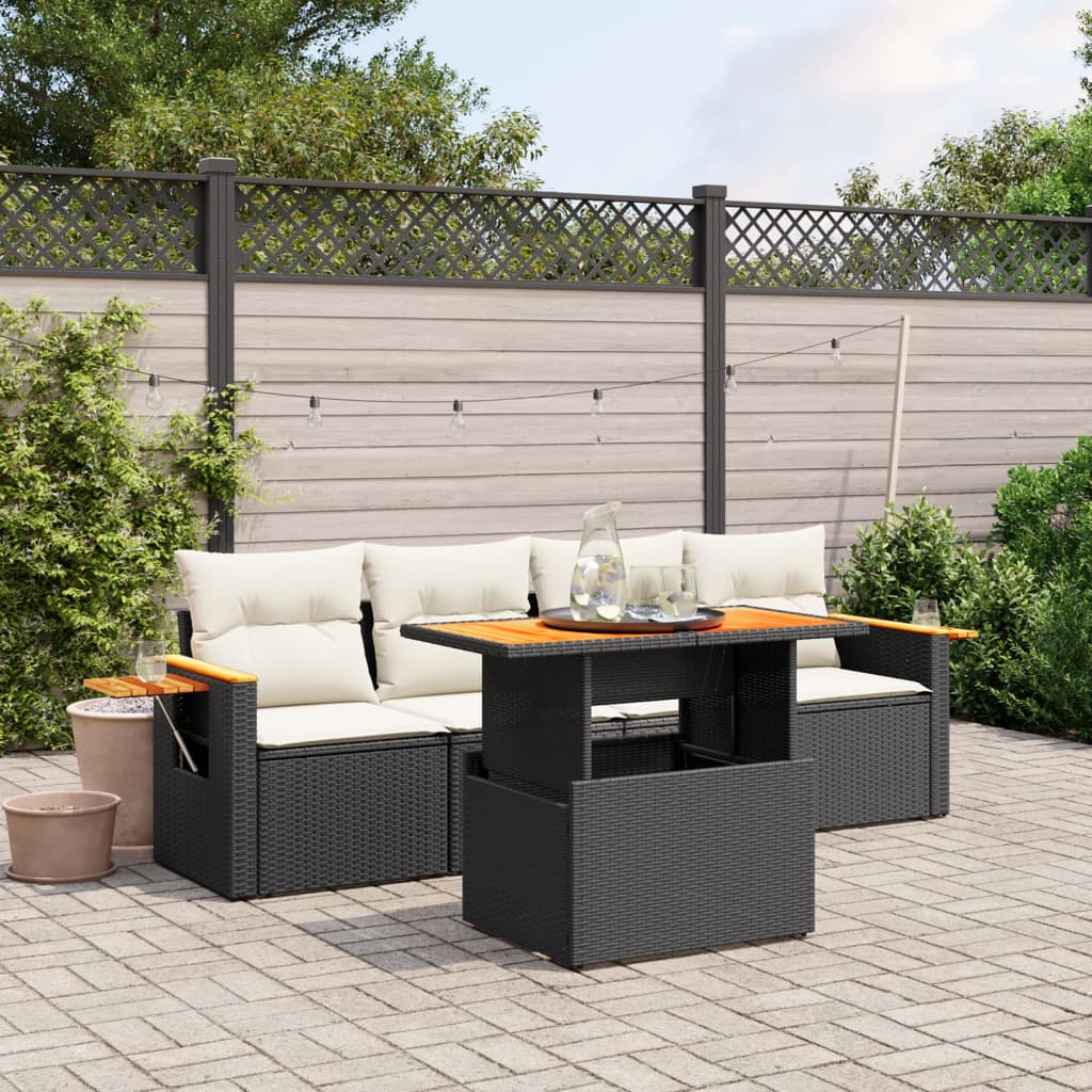 Set Mobilier De Grădină Cu Perne, 5 Piese, , Poliratan