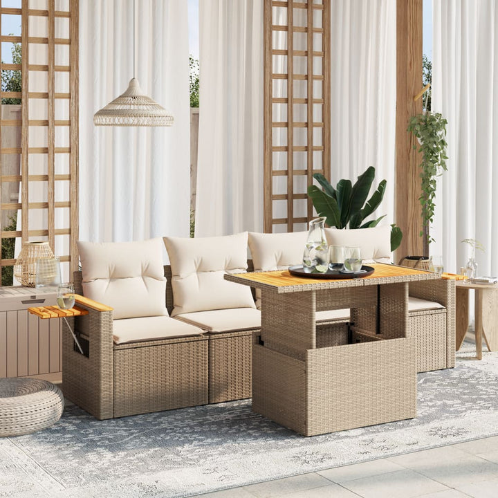 Set Mobilier De Grădină Cu Perne, 5 Piese, , Poliratan