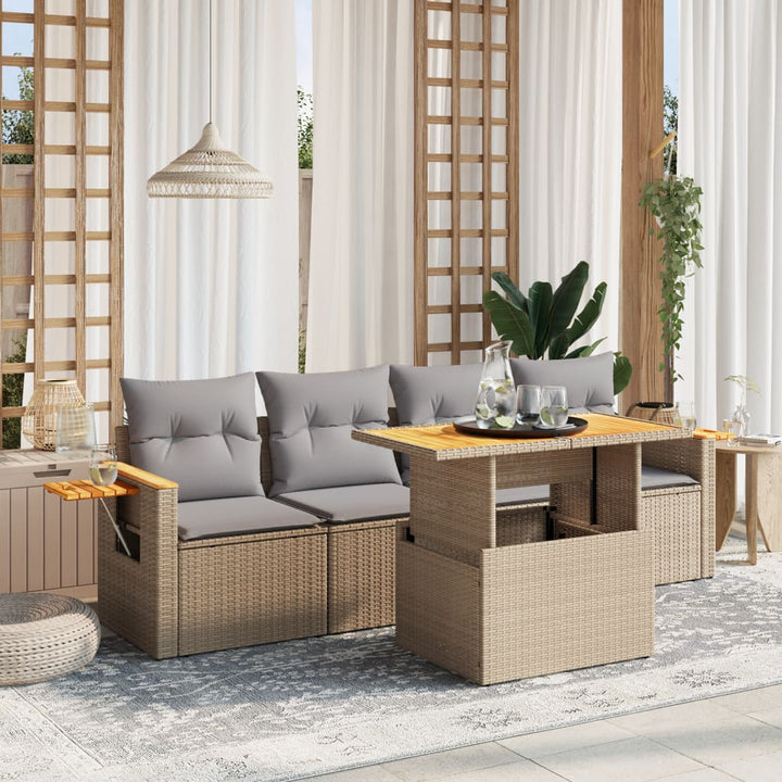 Set Mobilier De Grădină Cu Perne, 5 Piese, , Poliratan