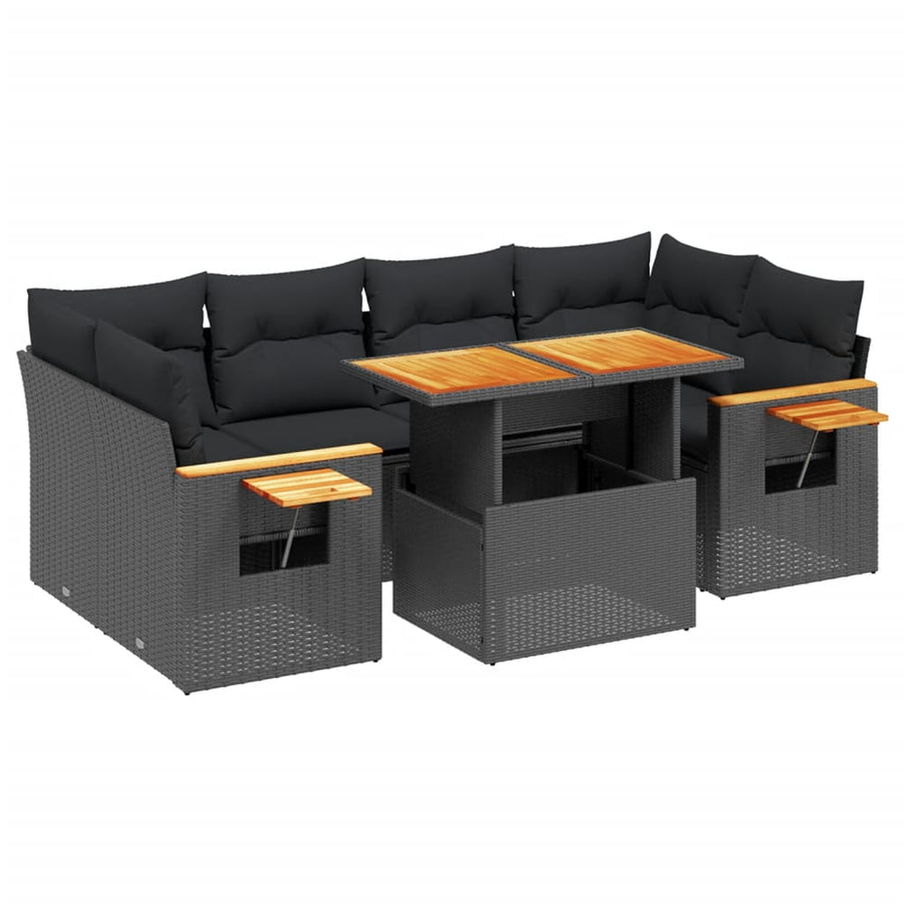 Set Canapele De Grădină Cu Perne, 7 Piese, , Poliratan