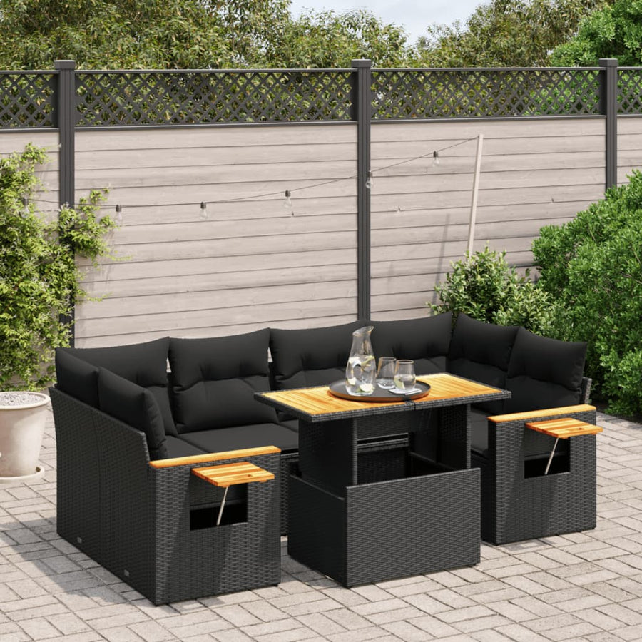 Set Canapele De Grădină Cu Perne, 7 Piese, , Poliratan
