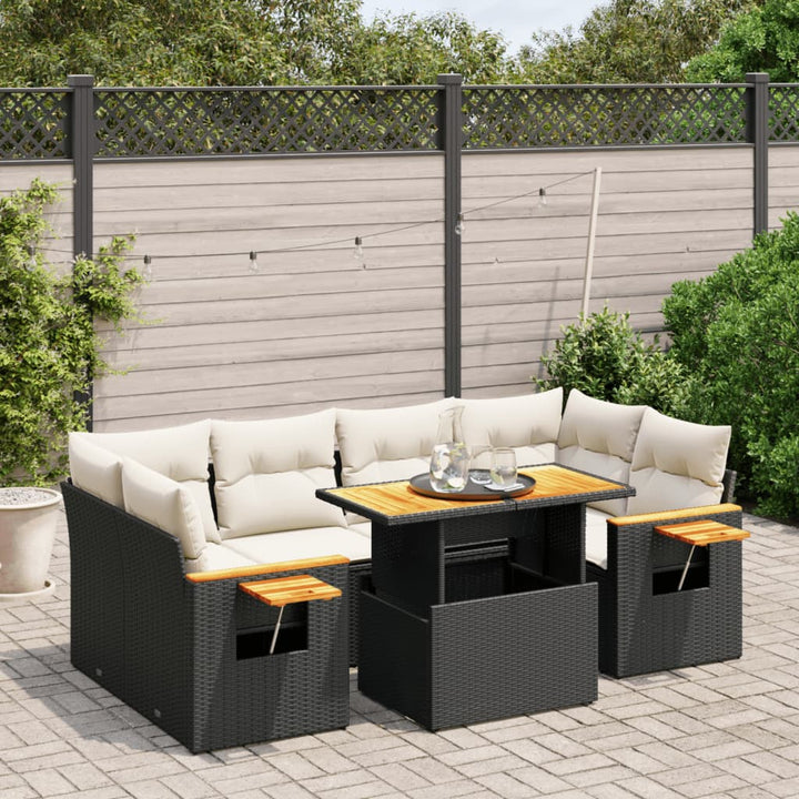 Set Canapele De Grădină Cu Perne, 7 Piese, , Poliratan