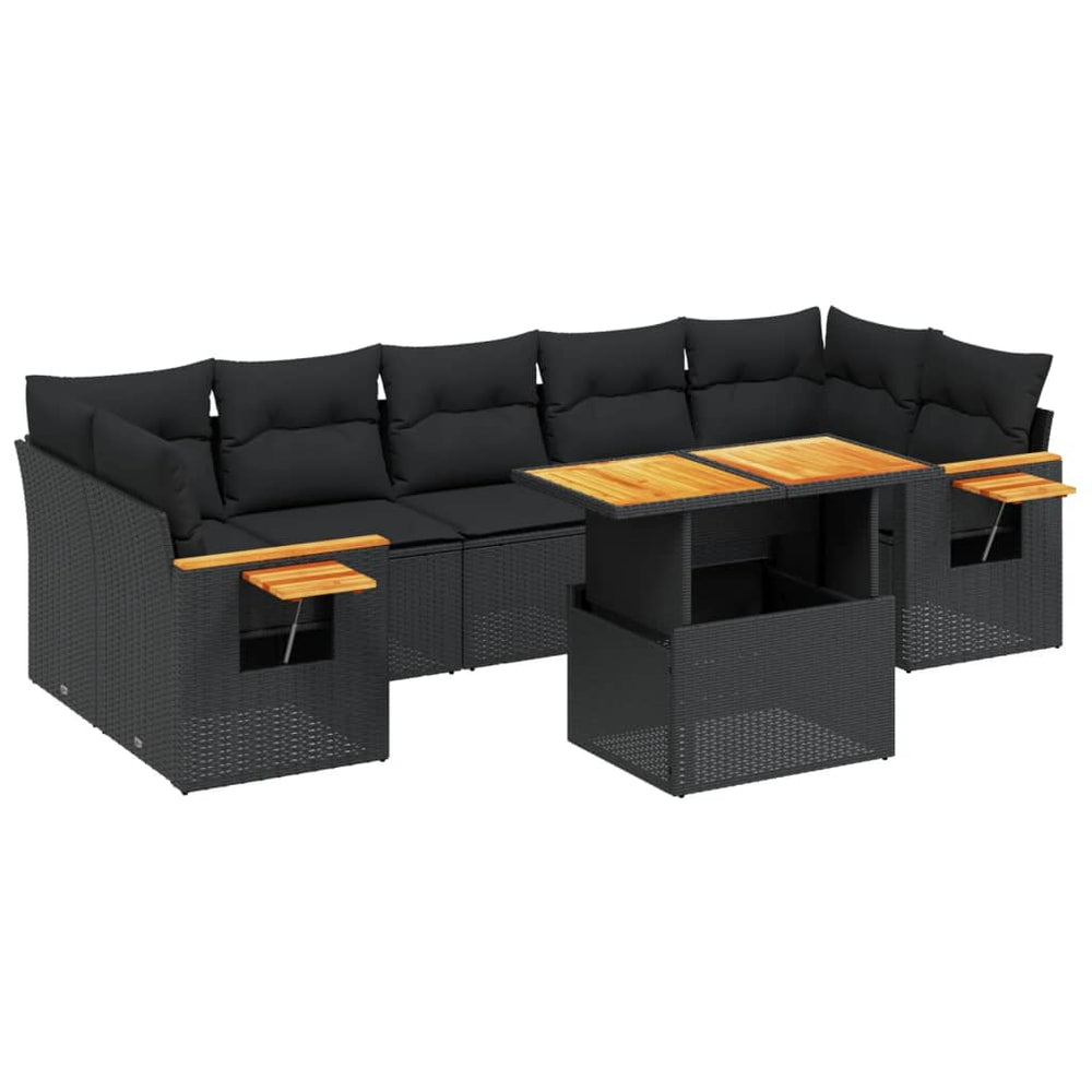 Set Mobilier De Grădină Cu Perne, 8 Piese, , Poliratan