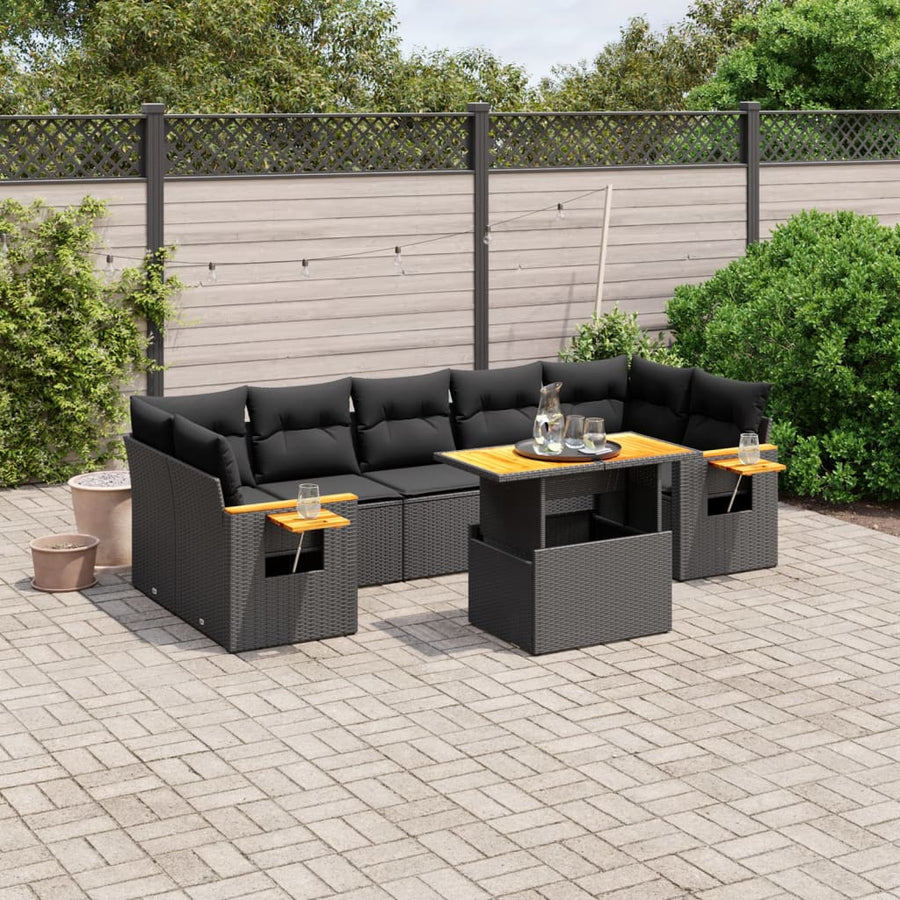 Set Mobilier De Grădină Cu Perne, 8 Piese, , Poliratan