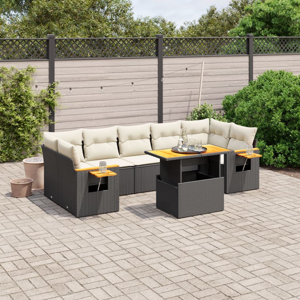 Set Mobilier De Grădină Cu Perne, 8 Piese, , Poliratan