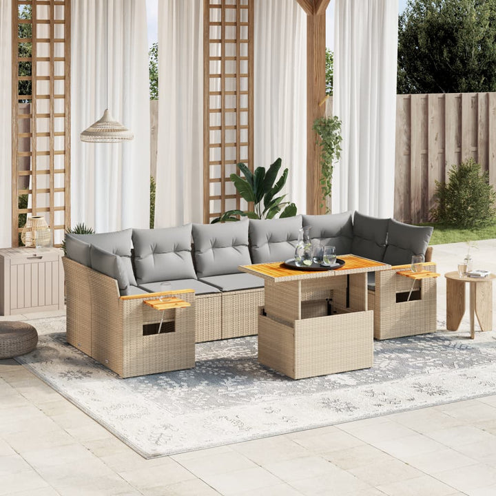Set Mobilier De Grădină Cu Perne, 8 Piese, , Poliratan
