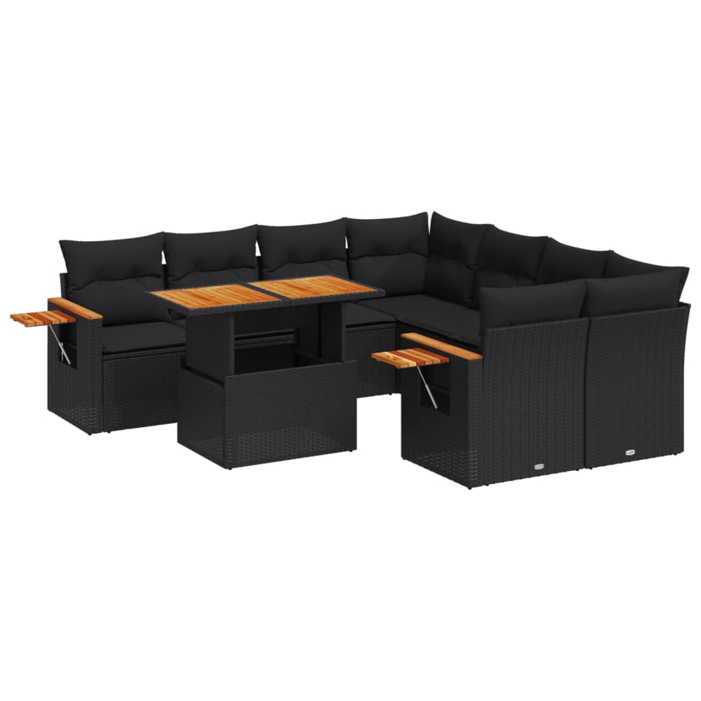 Set Mobilier De Grădină Cu Perne, 9 Piese, , Poliratan