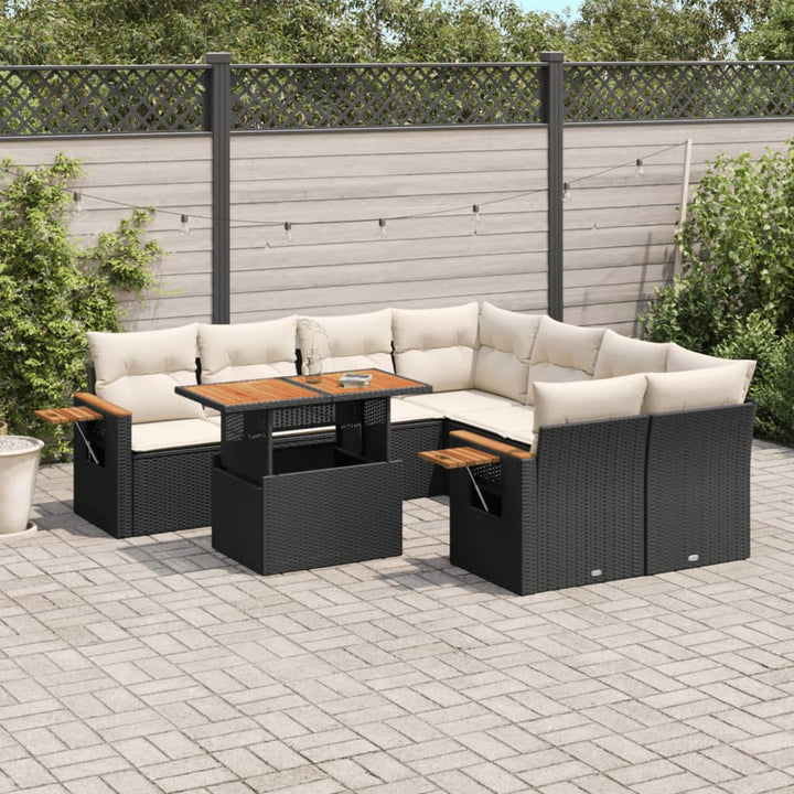 Set Mobilier De Grădină Cu Perne, 9 Piese, , Poliratan