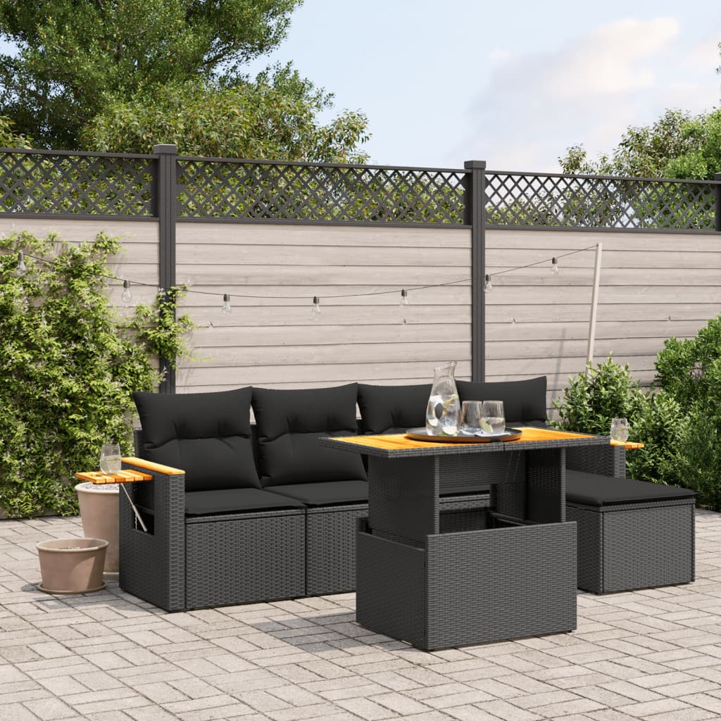 Set Mobilier Grădină Cu Perne, 6 Piese, , Poliratan