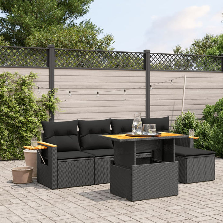 Set Mobilier Grădină Cu Perne, 6 Piese, , Poliratan