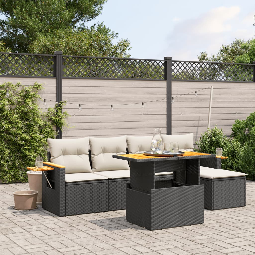 Set Mobilier Grădină Cu Perne, 6 Piese, , Poliratan
