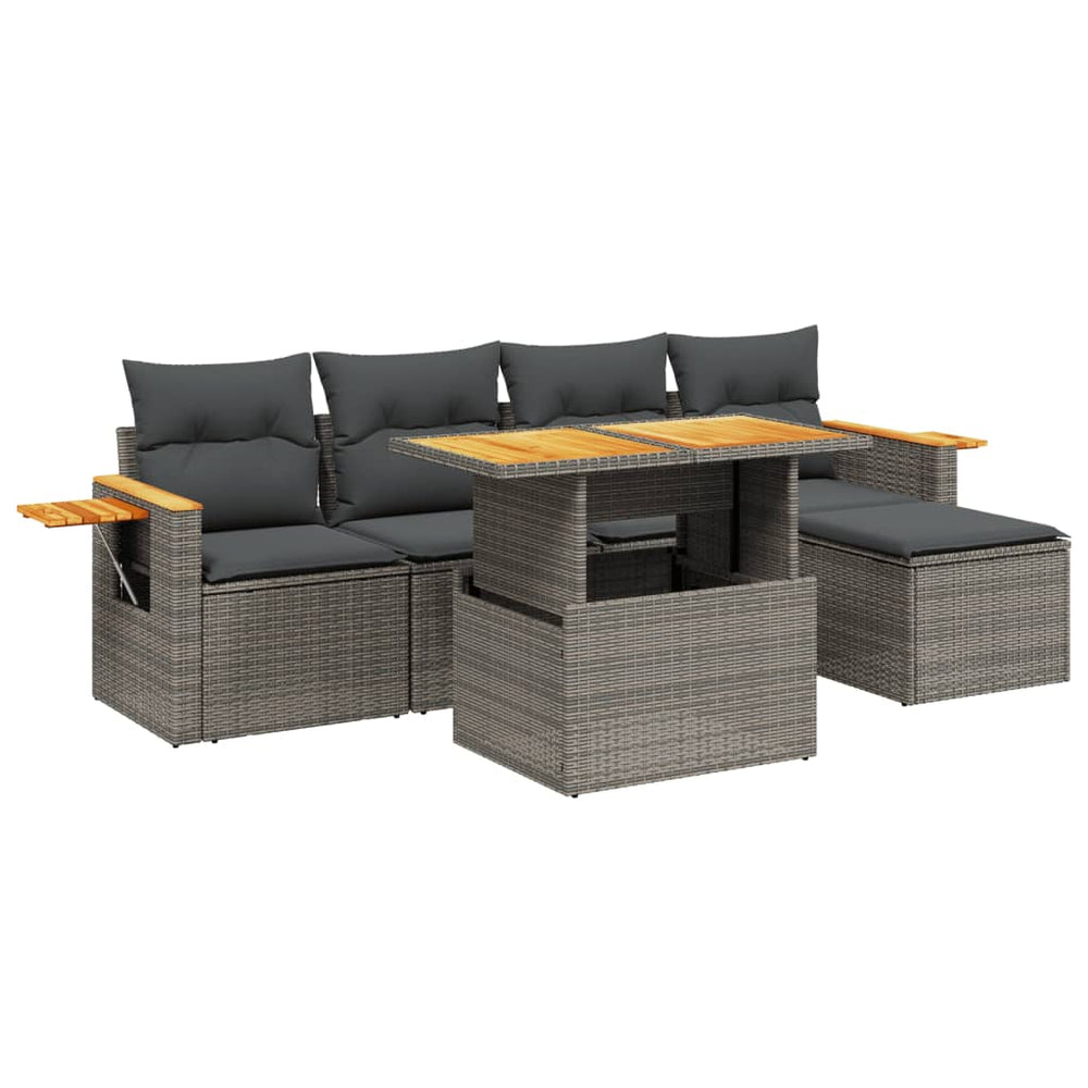 Set Mobilier Grădină Cu Perne, 6 Piese, , Poliratan