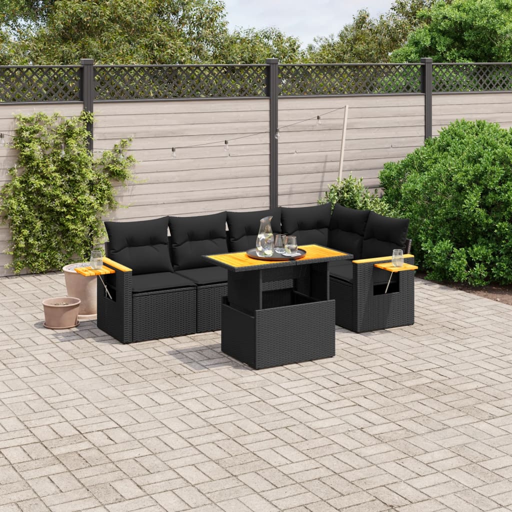 Set Mobilier De Grădină Cu Perne, 6 Piese, , Poliratan