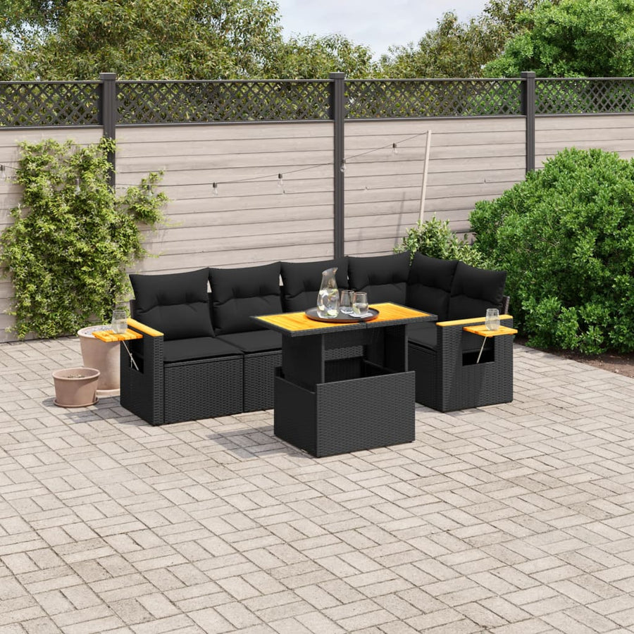 Set Mobilier De Grădină Cu Perne, 6 Piese, , Poliratan