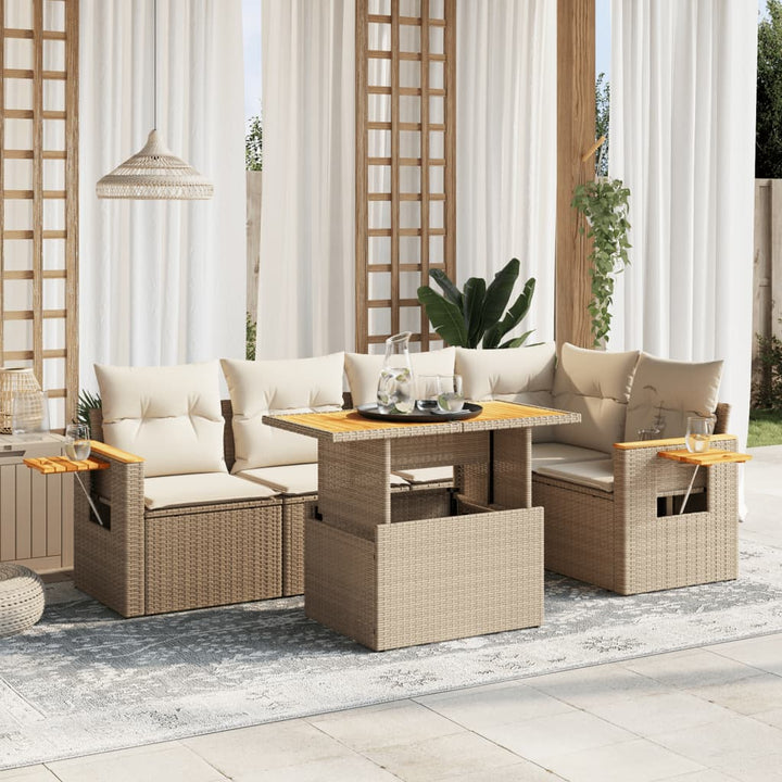 Set Mobilier De Grădină Cu Perne, 6 Piese, , Poliratan