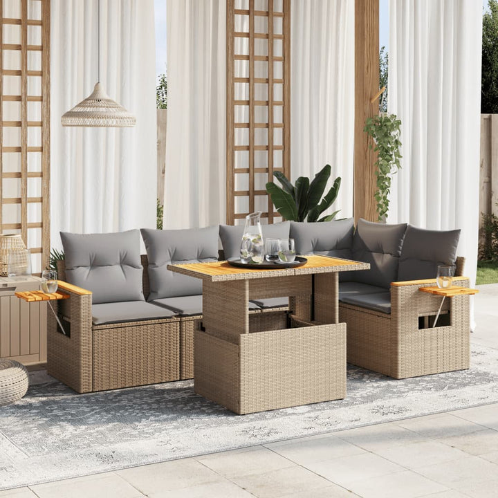 Set Mobilier De Grădină Cu Perne, 6 Piese, , Poliratan