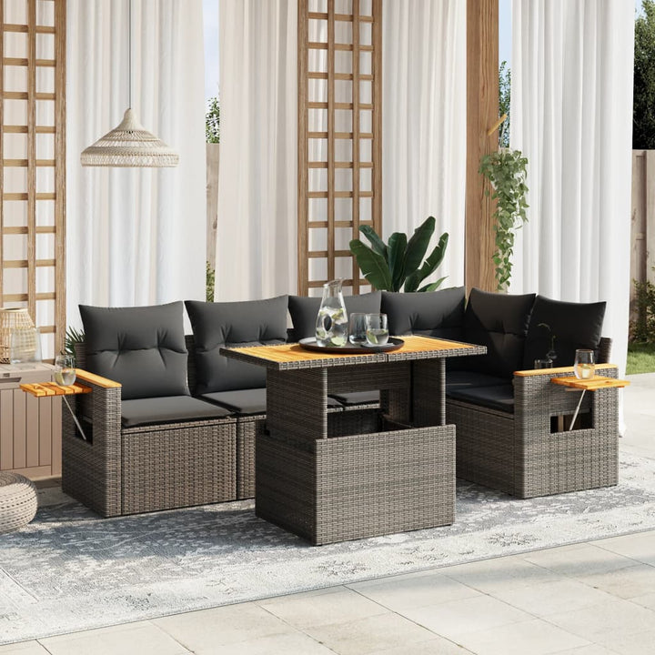 Set Mobilier De Grădină Cu Perne, 6 Piese, , Poliratan