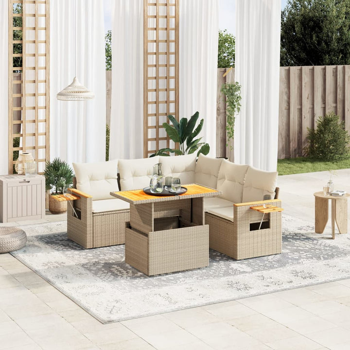Set Mobilier De Grădină Cu Perne, 6 Piese, Negru, Poliratan