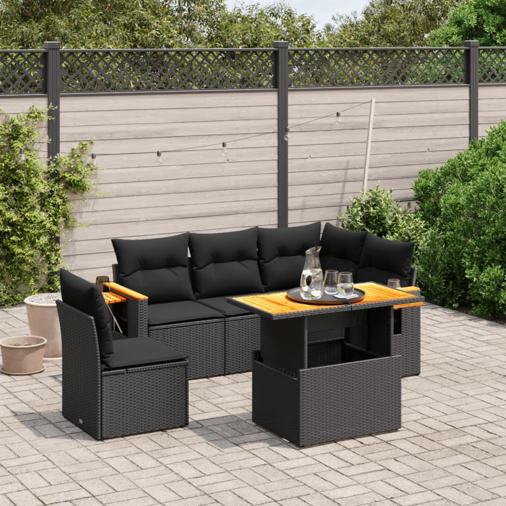 Set Mobilier De Grădină Cu Perne, 6 Piese, , Poliratan