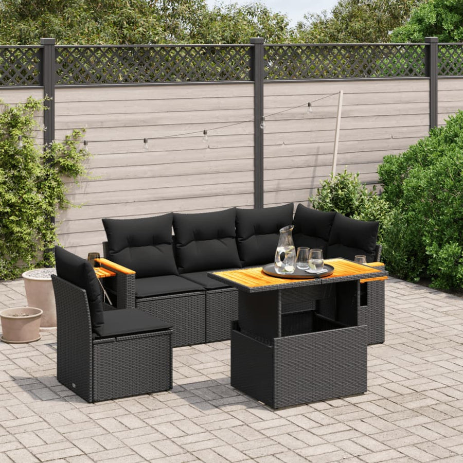 Set Mobilier De Grădină Cu Perne, 6 Piese, , Poliratan