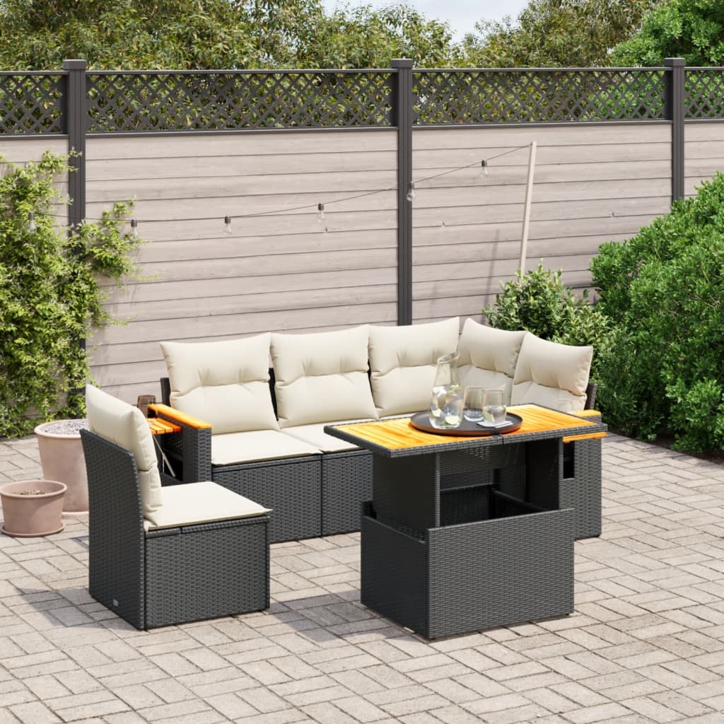 Set Mobilier De Grădină Cu Perne, 6 Piese, , Poliratan