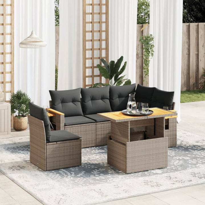 Set Mobilier De Grădină Cu Perne, 6 Piese, , Poliratan