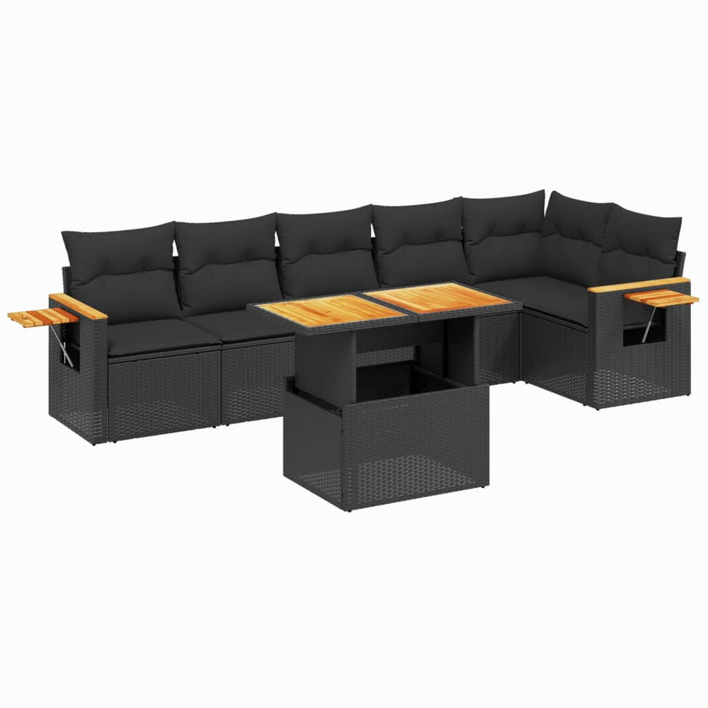 Set Canapele De Grădină Cu Perne, 7 Piese, , Poliratan