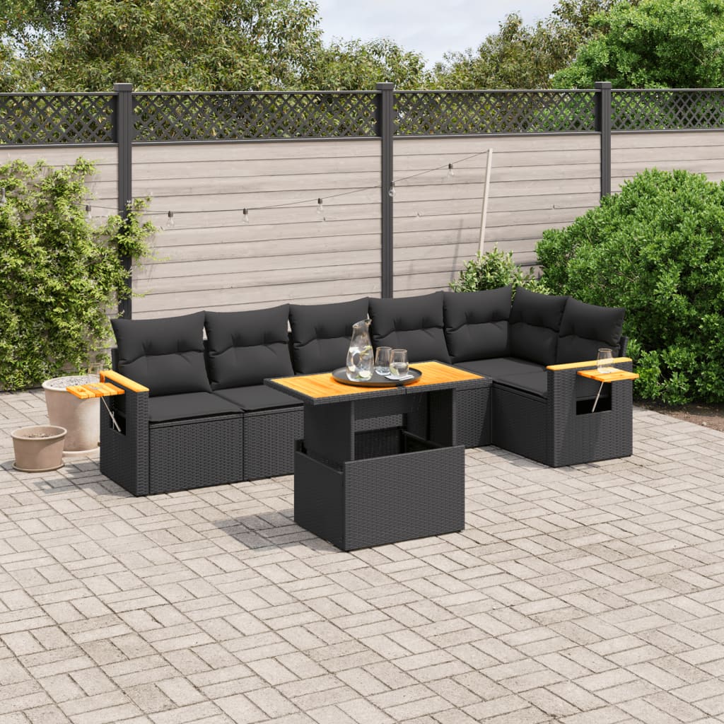 Set Canapele De Grădină Cu Perne, 7 Piese, , Poliratan
