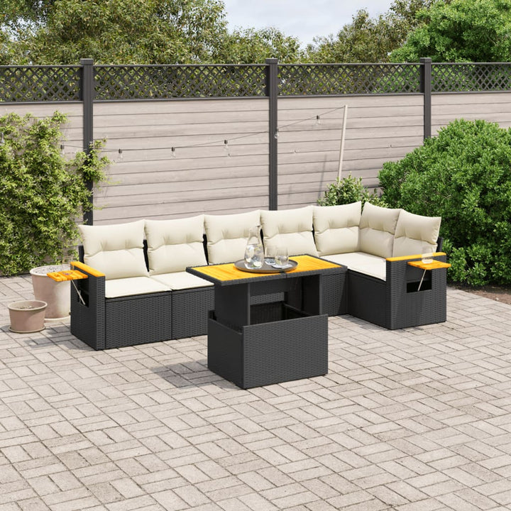 Set Canapele De Grădină Cu Perne, 7 Piese, , Poliratan