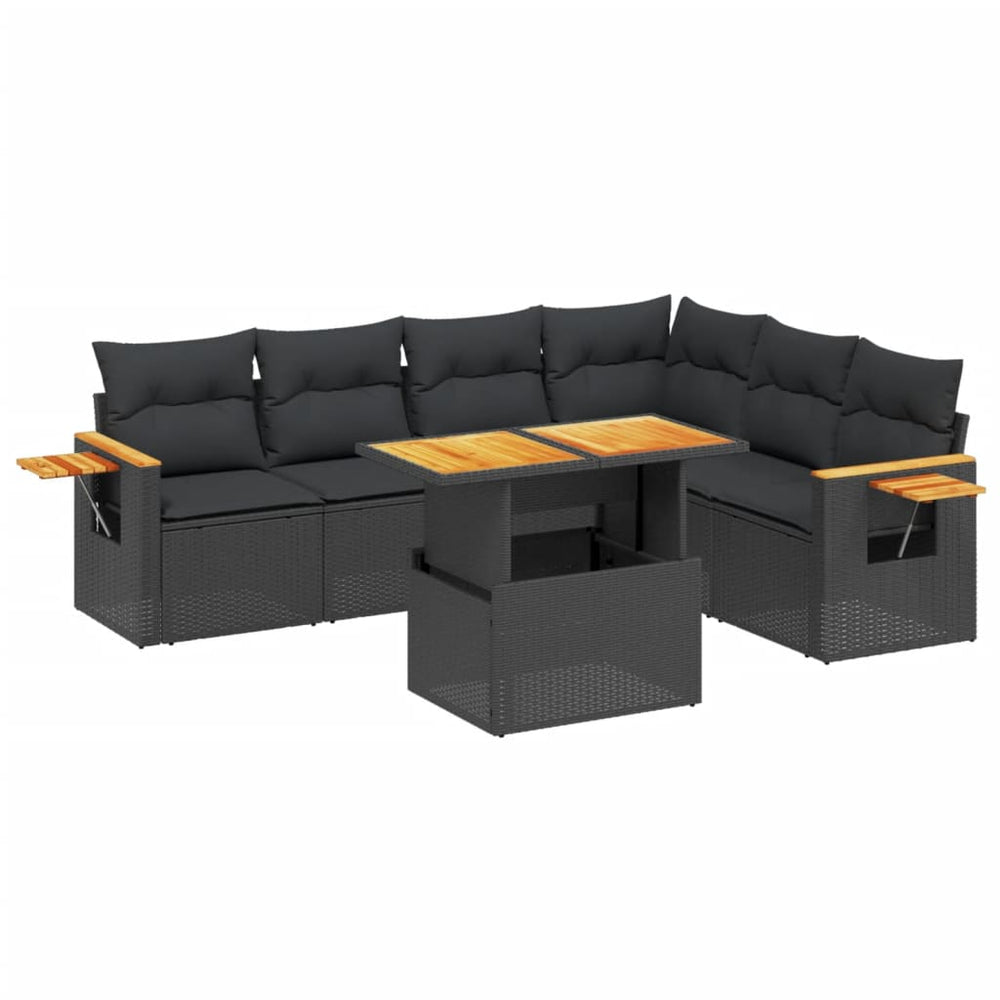 Set Canapele De Grădină Cu Perne, 7 Piese, , Poliratan