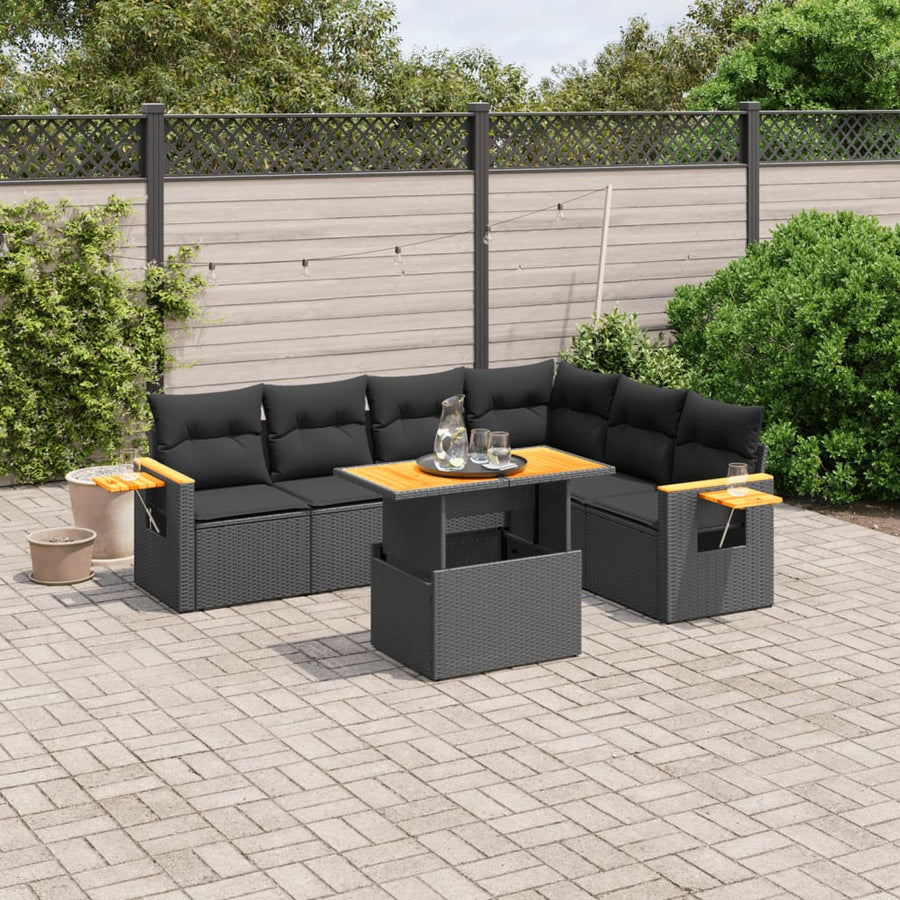 Set Canapele De Grădină Cu Perne, 7 Piese, , Poliratan