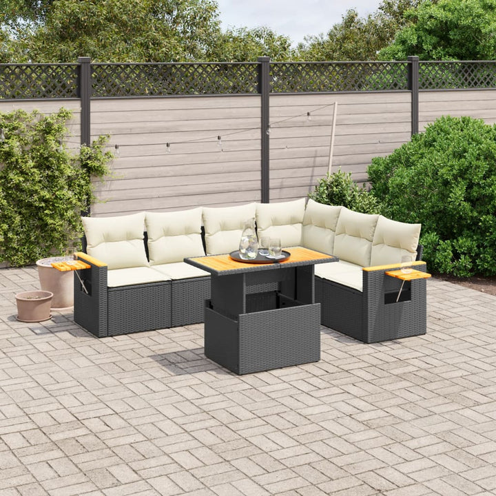 Set Canapele De Grădină Cu Perne, 7 Piese, , Poliratan