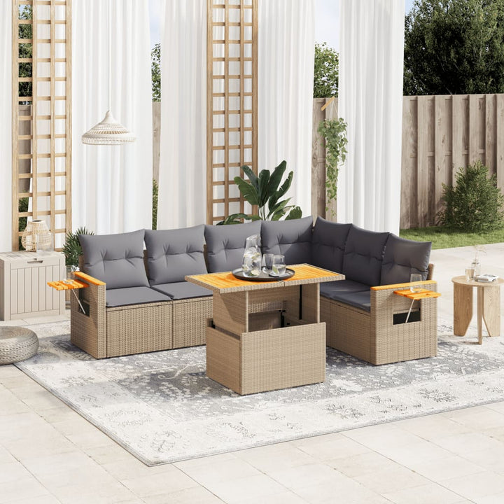 Set Canapele De Grădină Cu Perne, 7 Piese, , Poliratan