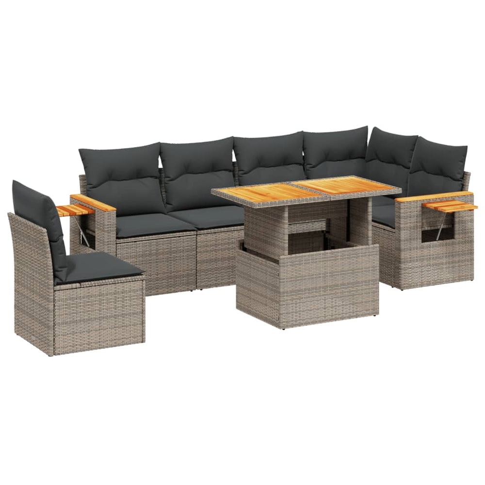 Set Canapele De Grădină, 7 Piese, Cu Perne, , Poliratan