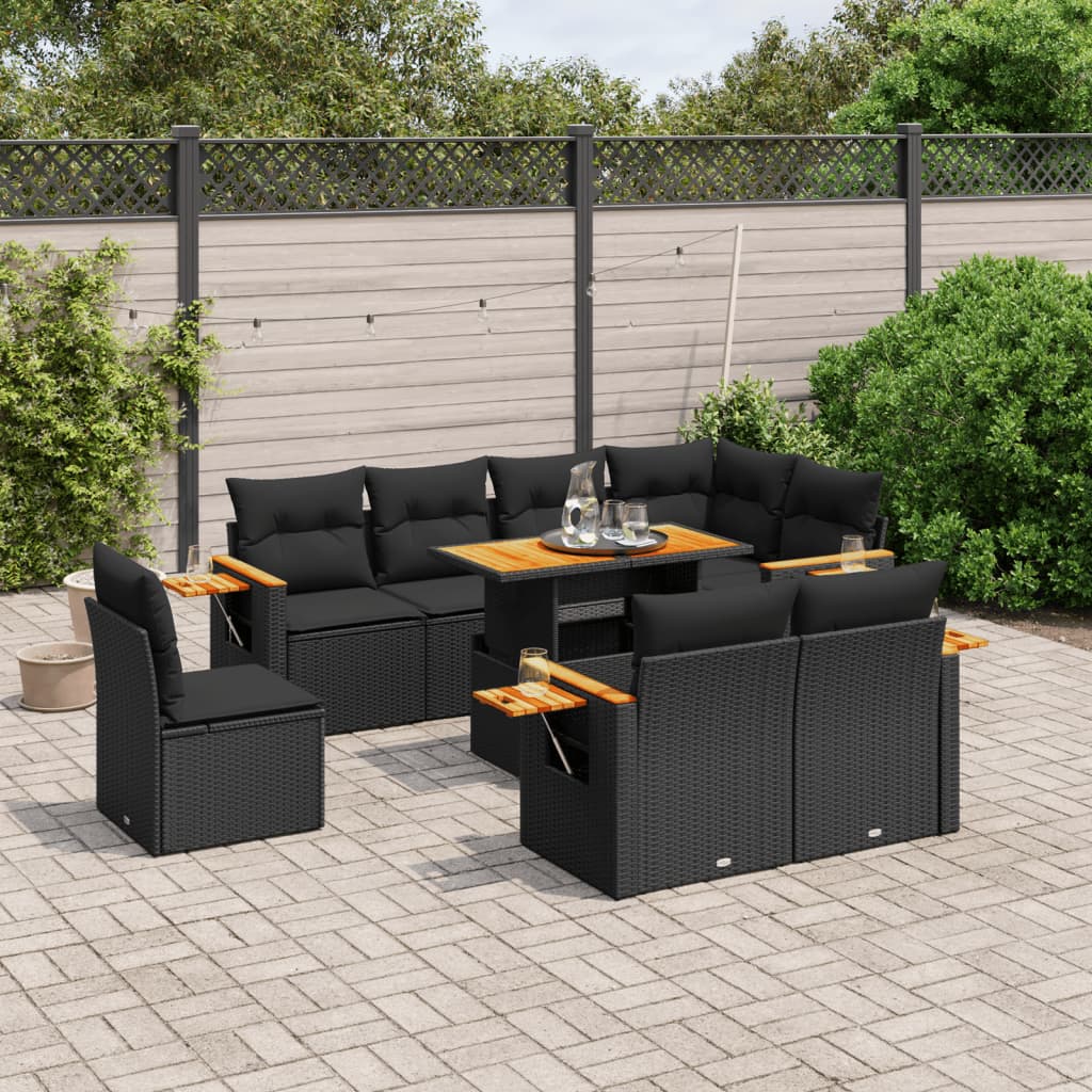 Set Canapele De Grădină, 9 Piese, Cu Perne, , Poliratan