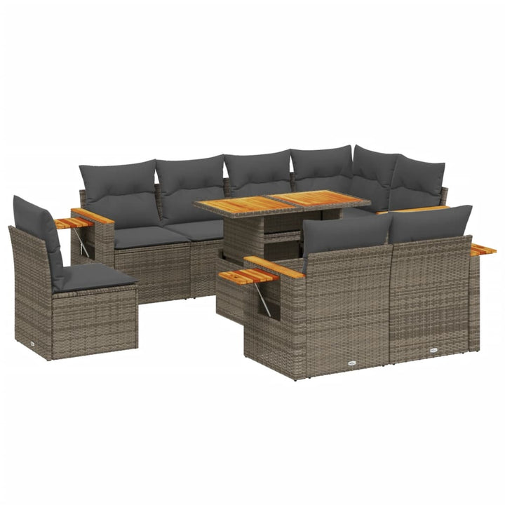 Set Canapele De Grădină, 9 Piese, Cu Perne, , Poliratan