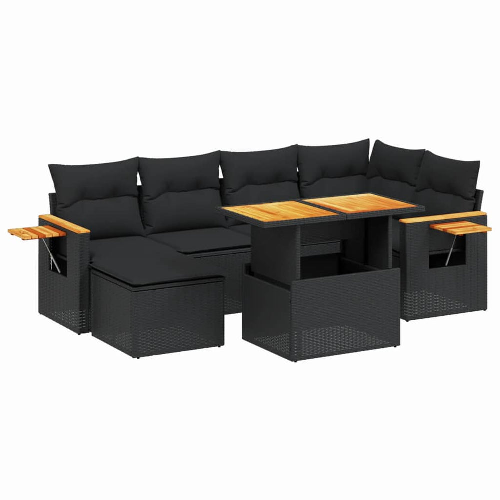 Set Canapele De Grădină Cu Perne, 7 Piese, , Poliratan