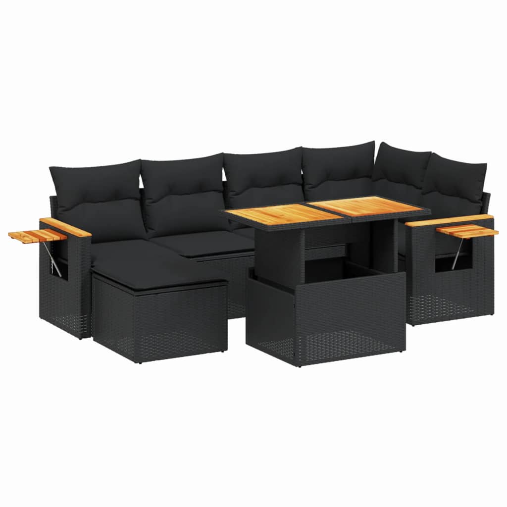 Set Canapele De Grădină Cu Perne, 7 Piese, , Poliratan