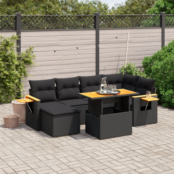 Set Canapele De Grădină Cu Perne, 7 Piese, , Poliratan