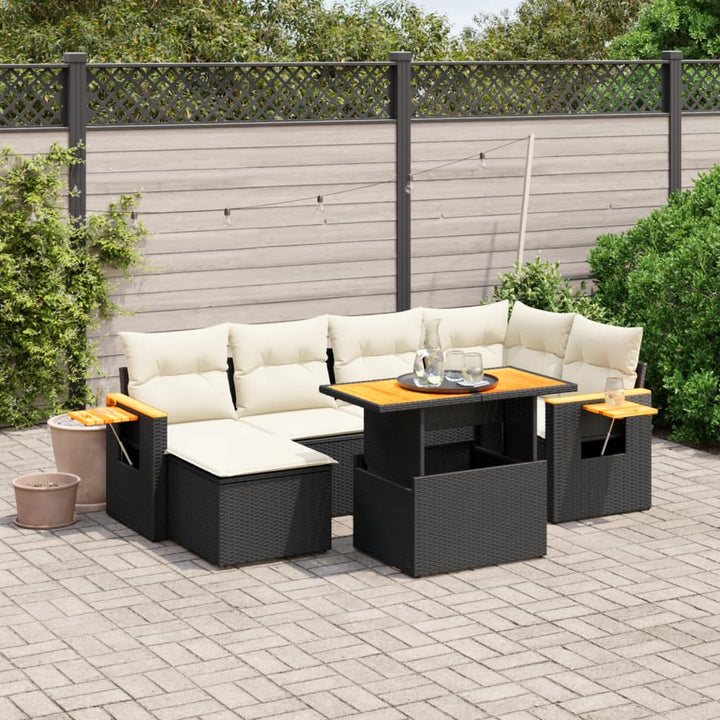 Set Canapele De Grădină Cu Perne, 7 Piese, , Poliratan