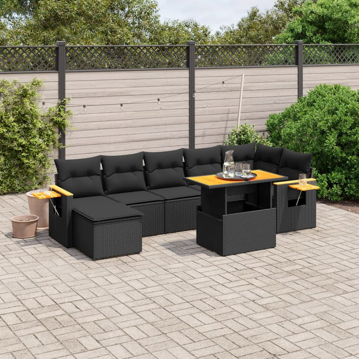 Set Canapele De Grădină Cu Perne, 8 Piese, , Poliratan