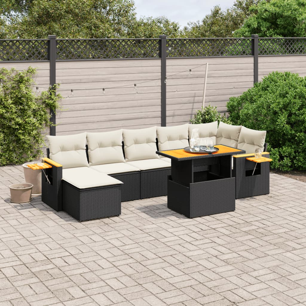 Set Canapele De Grădină Cu Perne, 8 Piese, , Poliratan