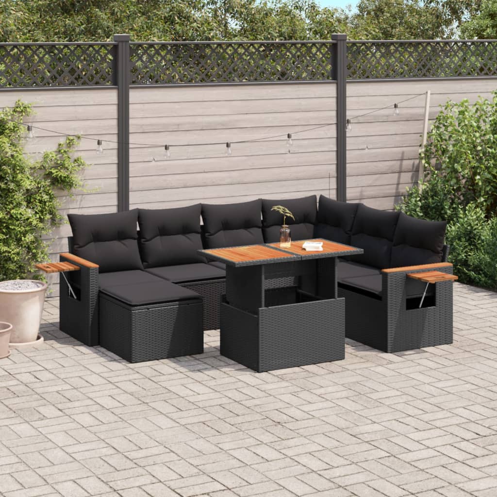 Set Canapele De Grădină Cu Perne, 8 Piese, , Poliratan