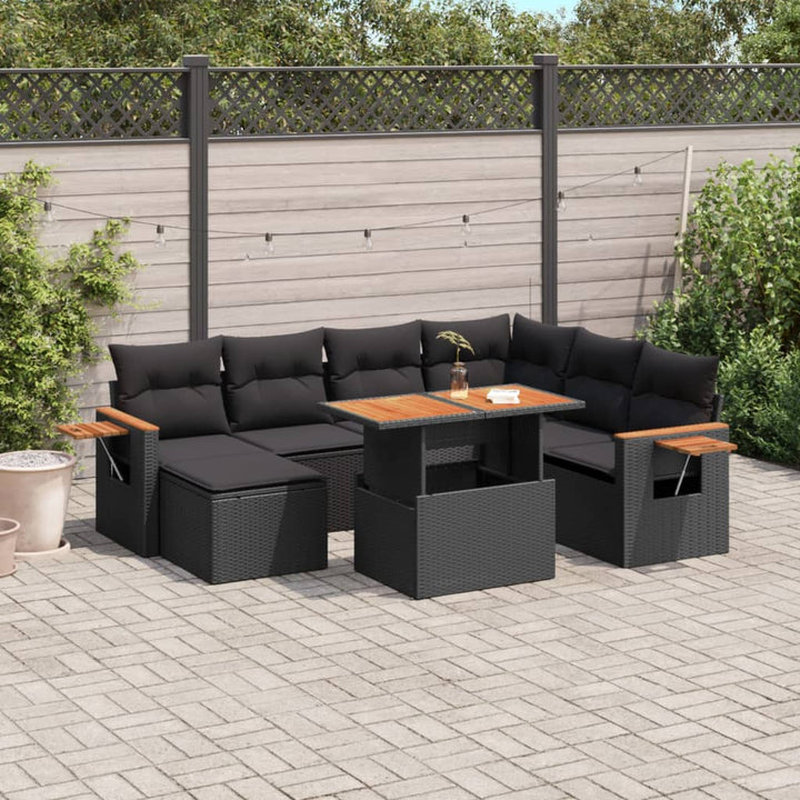 Set Canapele De Grădină Cu Perne, 8 Piese, , Poliratan