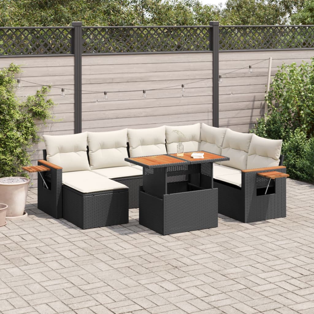 Set Canapele De Grădină Cu Perne, 8 Piese, , Poliratan