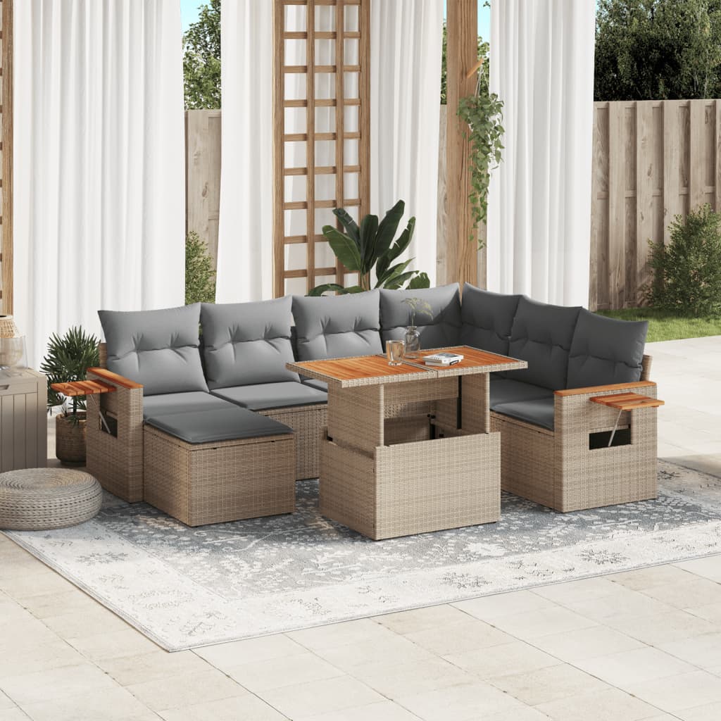 Set Canapele De Grădină Cu Perne, 8 Piese, , Poliratan