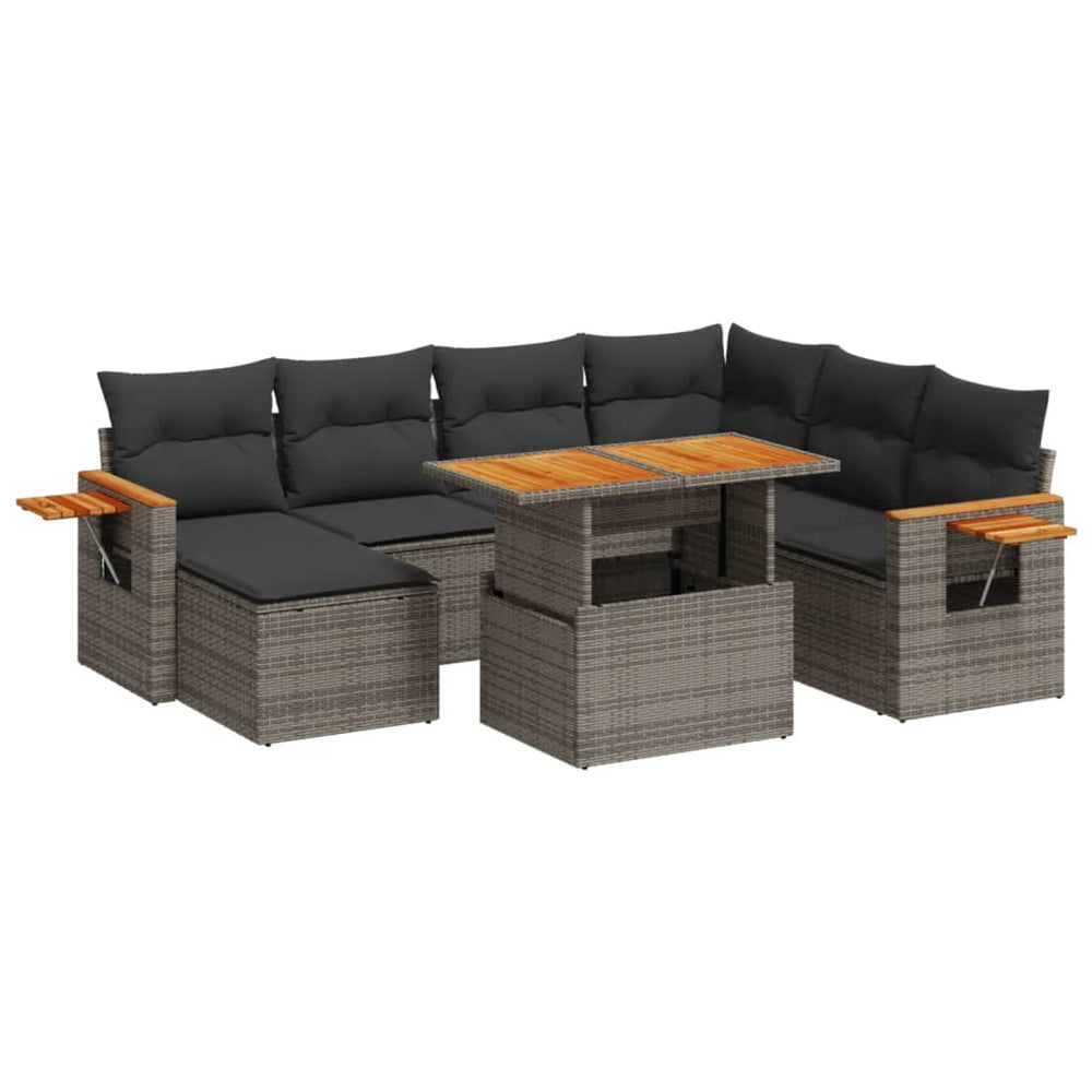 Set Canapele De Grădină Cu Perne, 8 Piese, , Poliratan
