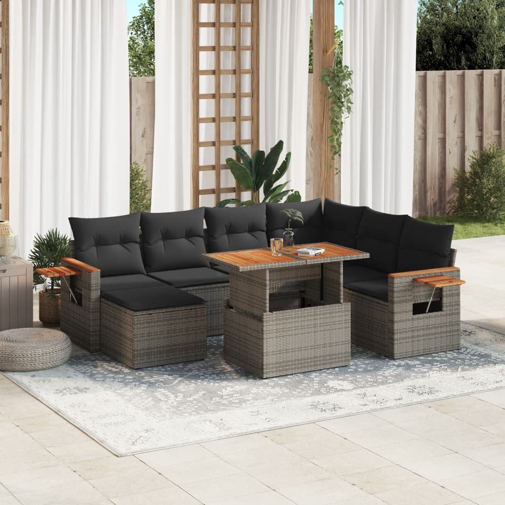 Set Canapele De Grădină Cu Perne, 8 Piese, , Poliratan